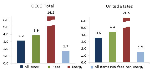  OECD Annual Inflation Accelerates to 3.2% in May 2011