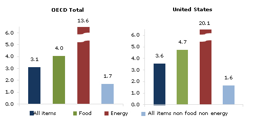  OECD Annual Inflation Rate Eases Slightly to 3.1% in June 2011